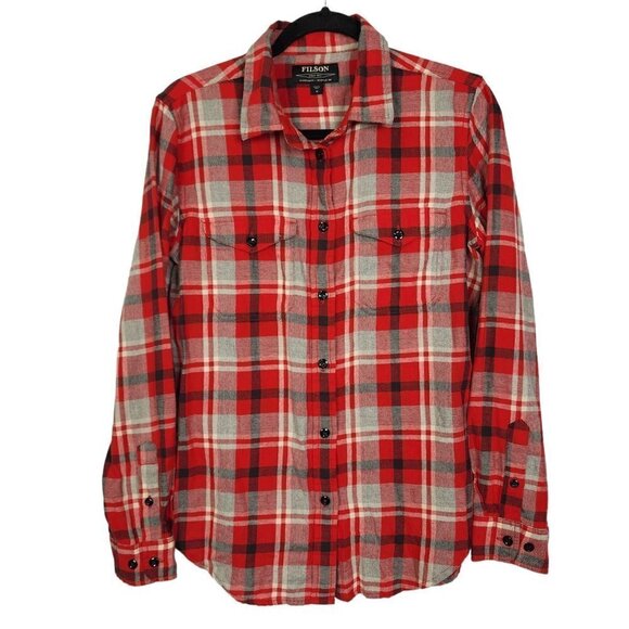 CC FILSON Womens Red Buffalo Plaid Long Sleeve Button Down Shirt Medium Flannel - Picture 1 of 12